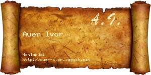 Auer Ivor névjegykártya